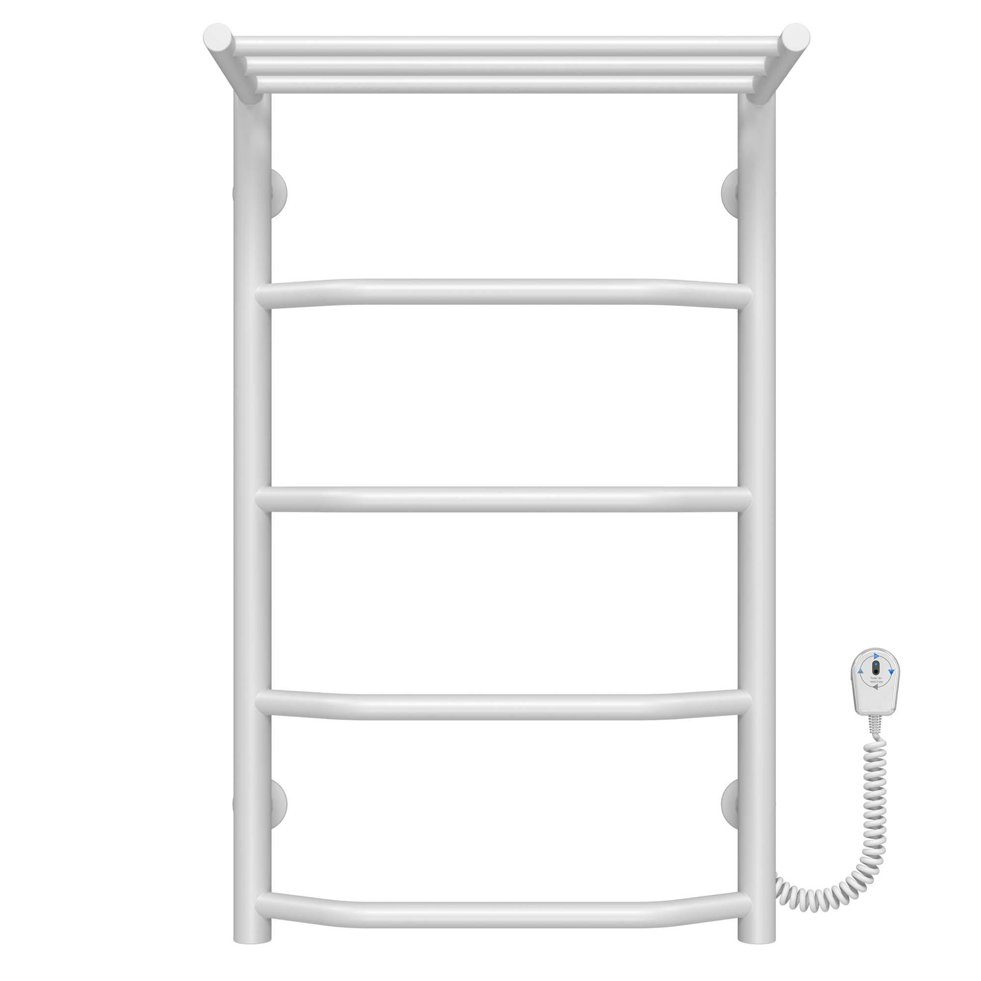 Полотенцесушитель электрический с полкой Deffi Трапеция П5 EF16 правое подключение нержавеющая сталь 400х700 мм Белый (C.TP.70.40.5.E.W.R.5)