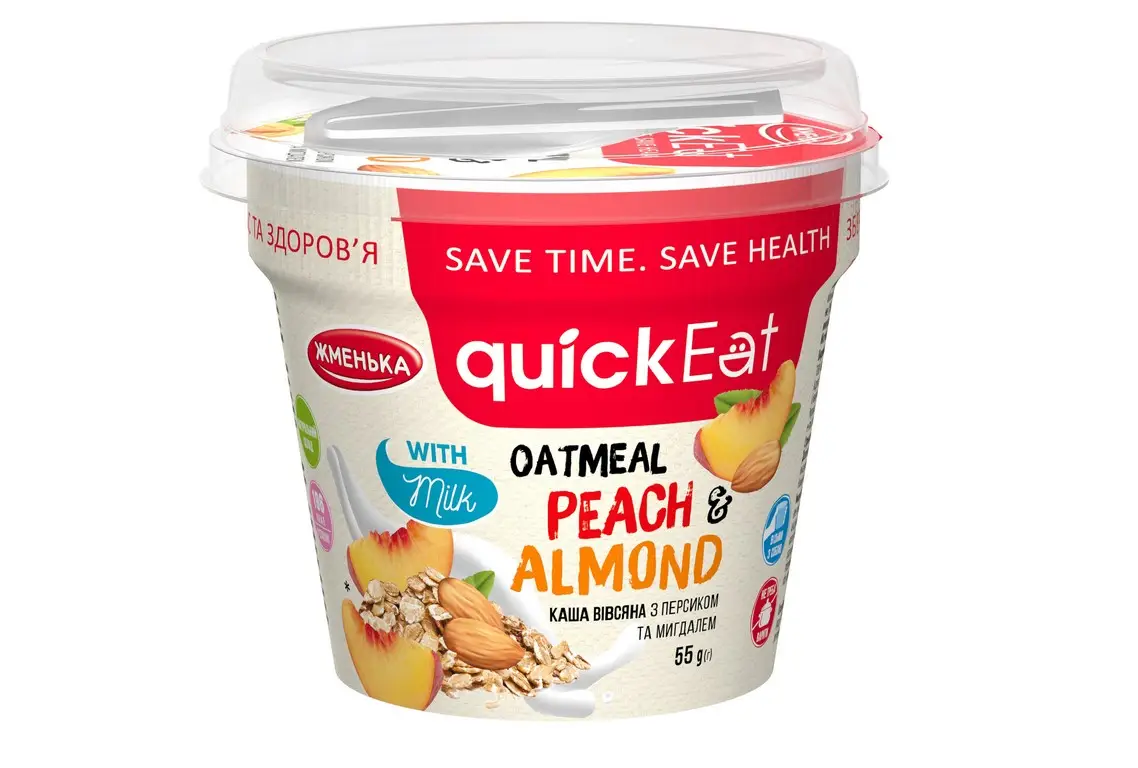 Каша вівсяна з персиком і мигдалем Жменька Quick Eat 55 г (4820152182371)