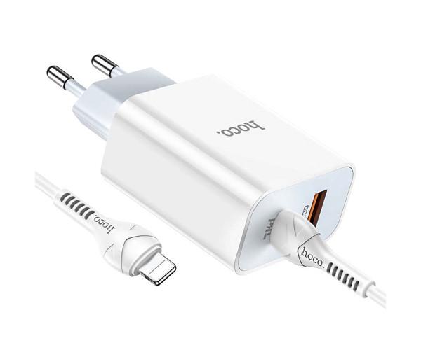 Устройство зарядное сетевое Hoco C97A QC3.0 PD20W 3A с кабелем Type-C/Lightning White Устройство зарядное сетевое Hoco C97A QC3.0 PD20W 3A с кабелем Type-C/Lightning White