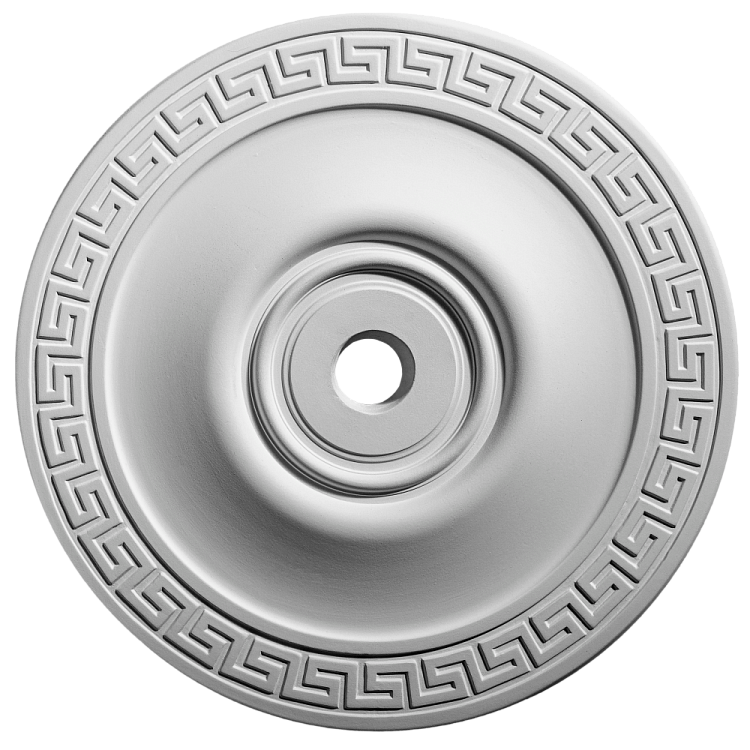 Розетка потолочная ErmitageDecor P-18a классическая круглая гладкая с меандром гипс ⌀ 510 мм