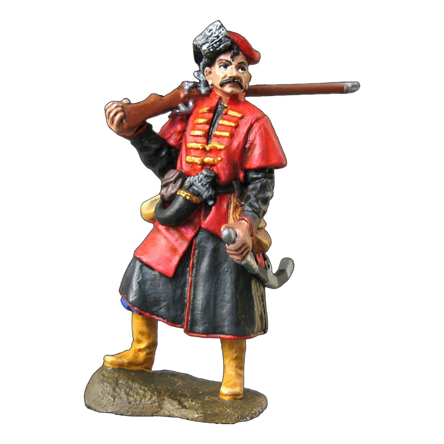 Статуетка колекційна фарбована Козак з мушкетом з металу та олова 6,5 см (42000036)