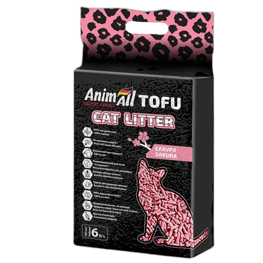 Наполнитель соевый AnimAll Tofu Saсura с ароматом сакуры для кошек 6 л/2,6 кг (36987048)