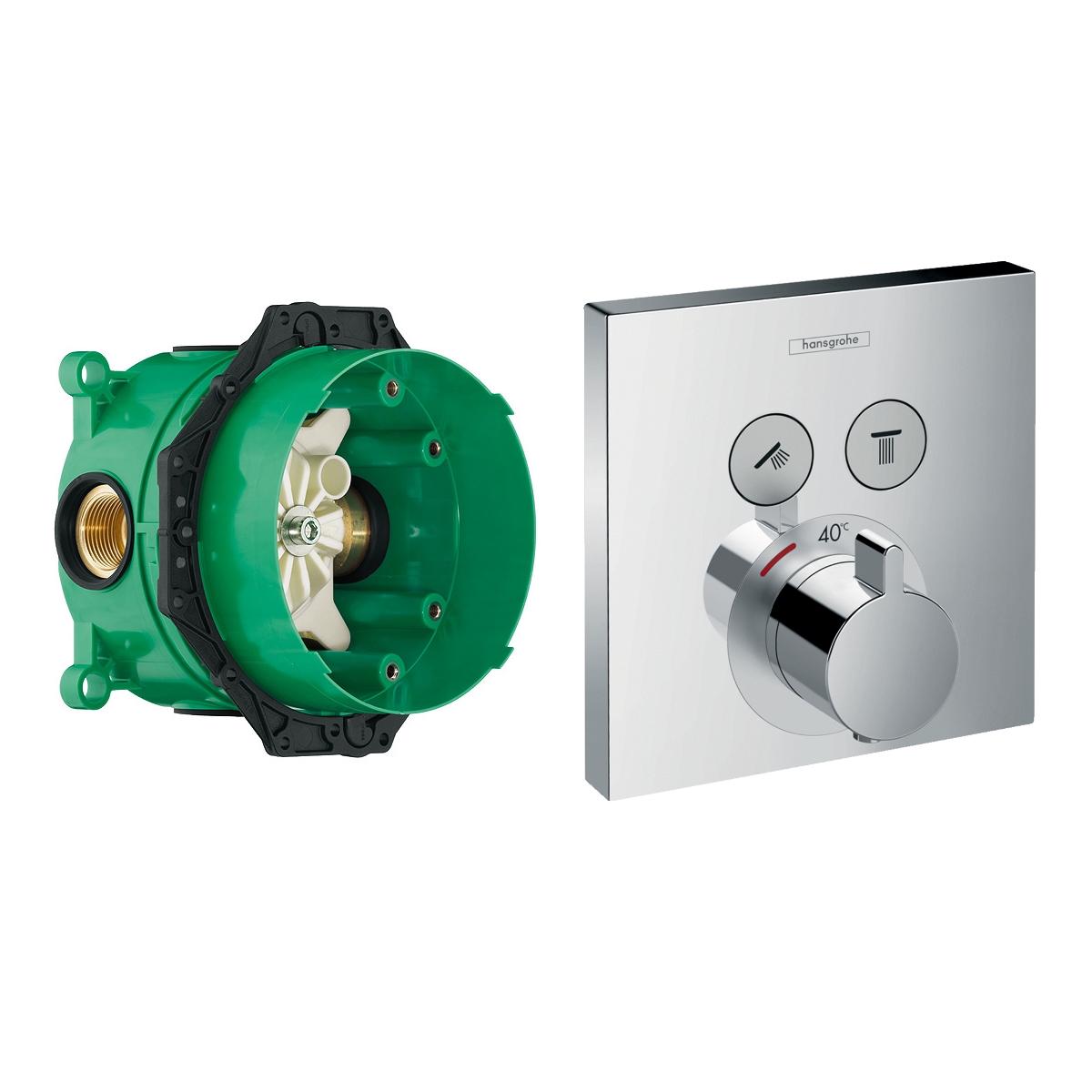 Смеситель скрытый Hansgrohe SHOWER SELECT 15763000+01800180 с термостатом Хром (74690)