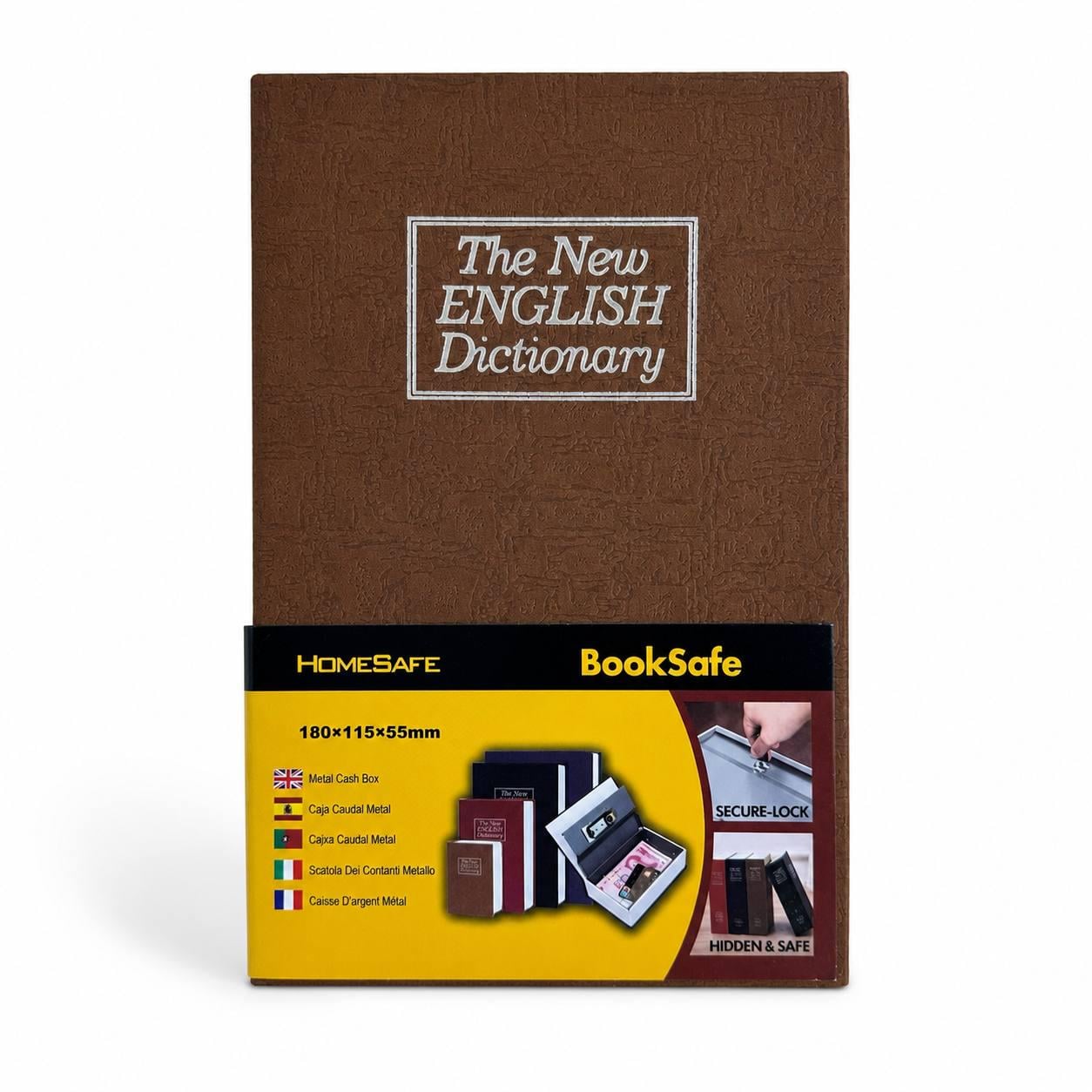 Книга-тайник BookSafe с металлическим сейфом и ключевым замком 180х115х55 мм Коричневый (M1159)