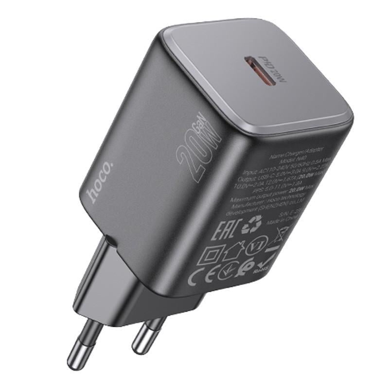Зарядний пристрій мережевий Hoco N40 Mighty PD20W 1USB-C Black (00000069109_1)