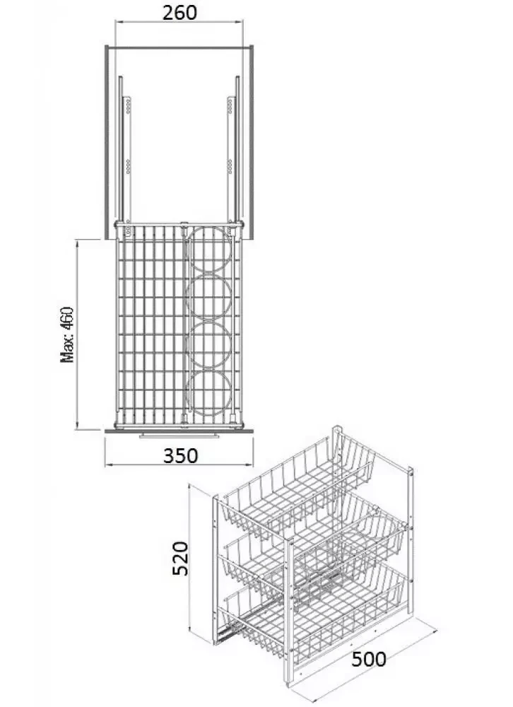 Карго для бутылок с дотягом S-2121-C 350 мм Хром (010855) - фото 3