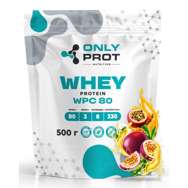 Протеин сывороточный концентрат Onlyprot Whey Protein WPC 80% для набора мышечной массы 500 г Маракуя (21-145-wpc-80-m-500g)