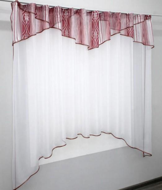 Занавеска на кухню/балкон шифон 290х170 см Бордовый/Белый (025к) - фото 3 Занавеска на кухню/балкон шифон 290х170 см Бордовый/Белый (025к) - фото 3