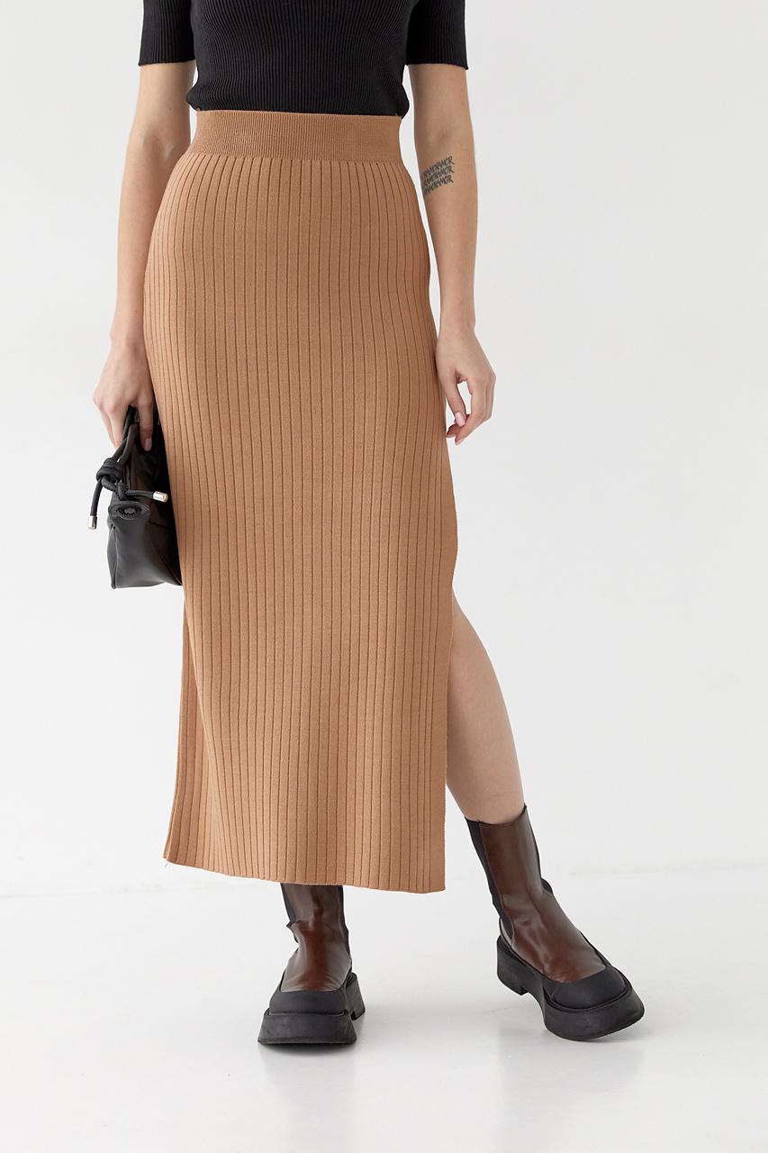 Юбка миди в рубчик M Коричневый (0199)