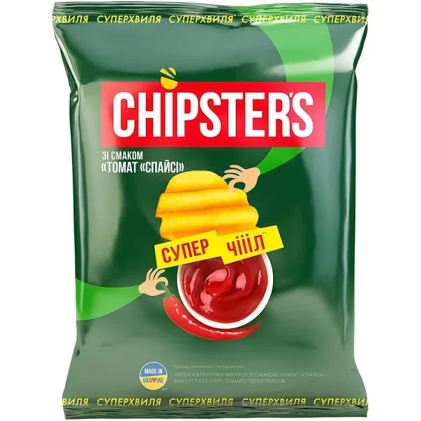 Чипси хвилясті CHIPSTER'S Томат спайсі 110 г (4820182746420)