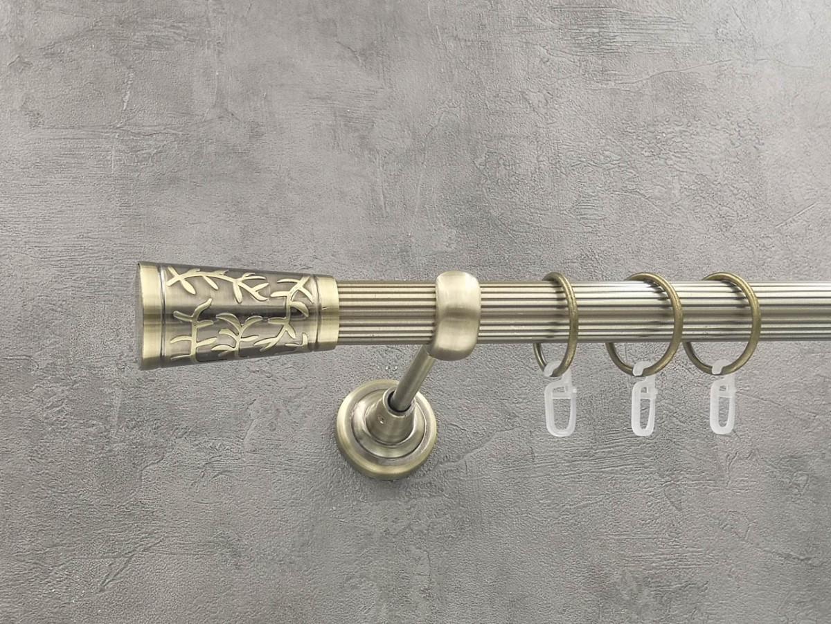 Карниз Quadrum Севілія рифлена штанга одинарний відкритий 25 мм 240 см Антик (262041211)