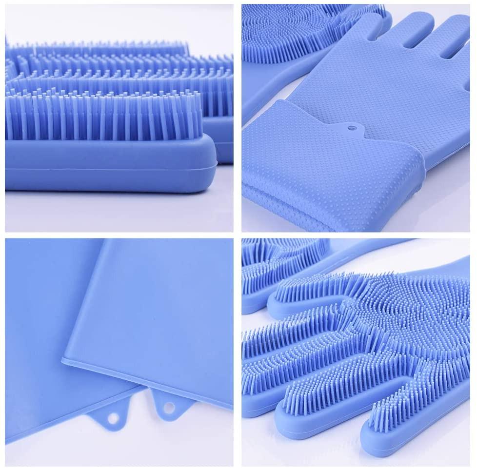 Рукавички для миття посуду Magic Silicone Gloves Brush силіконові Блакитний - фото 6