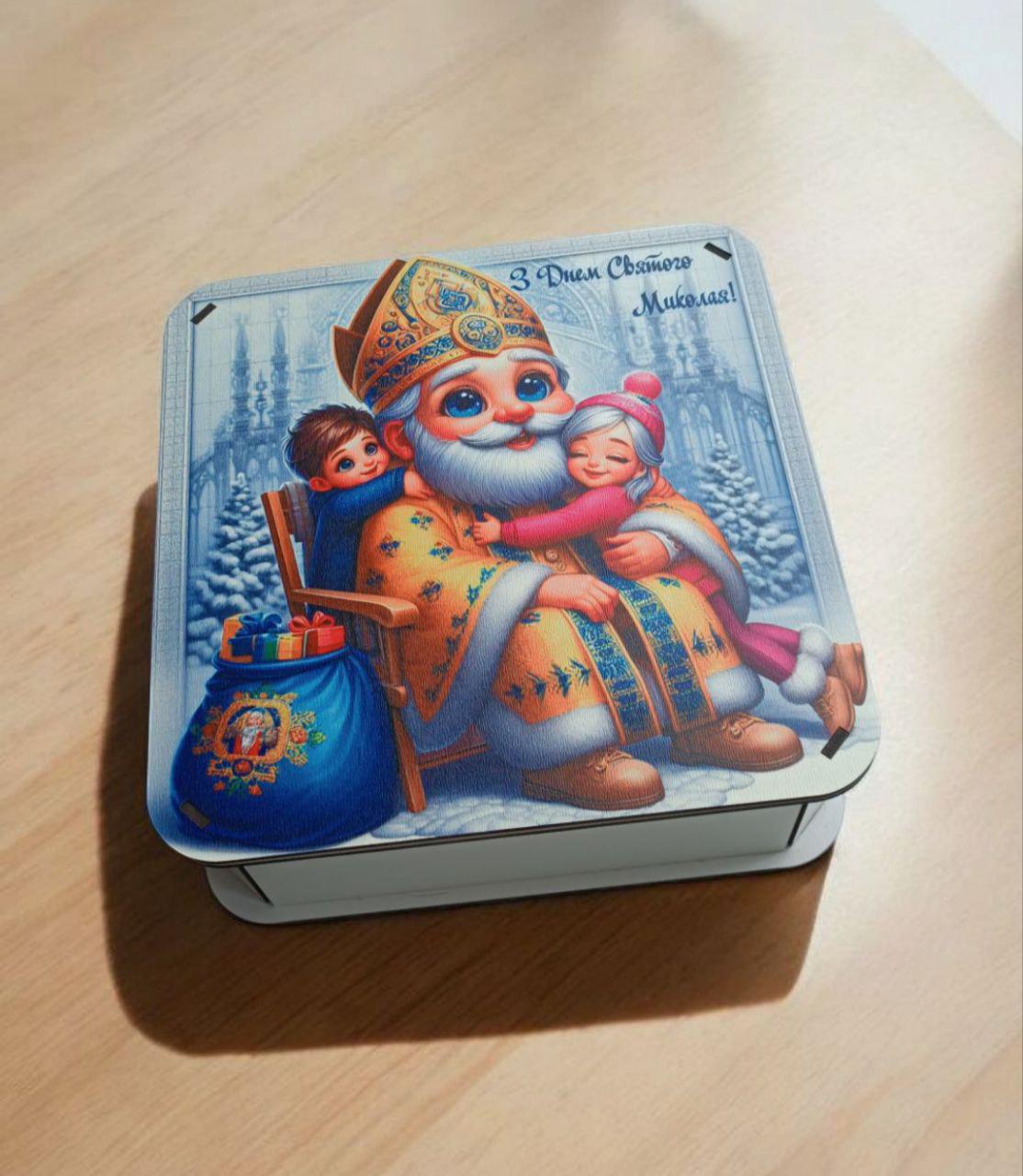 Коробка/бокс деревянная новогодняя под наполнения сладостями для детей 20 см (145) - фото 2