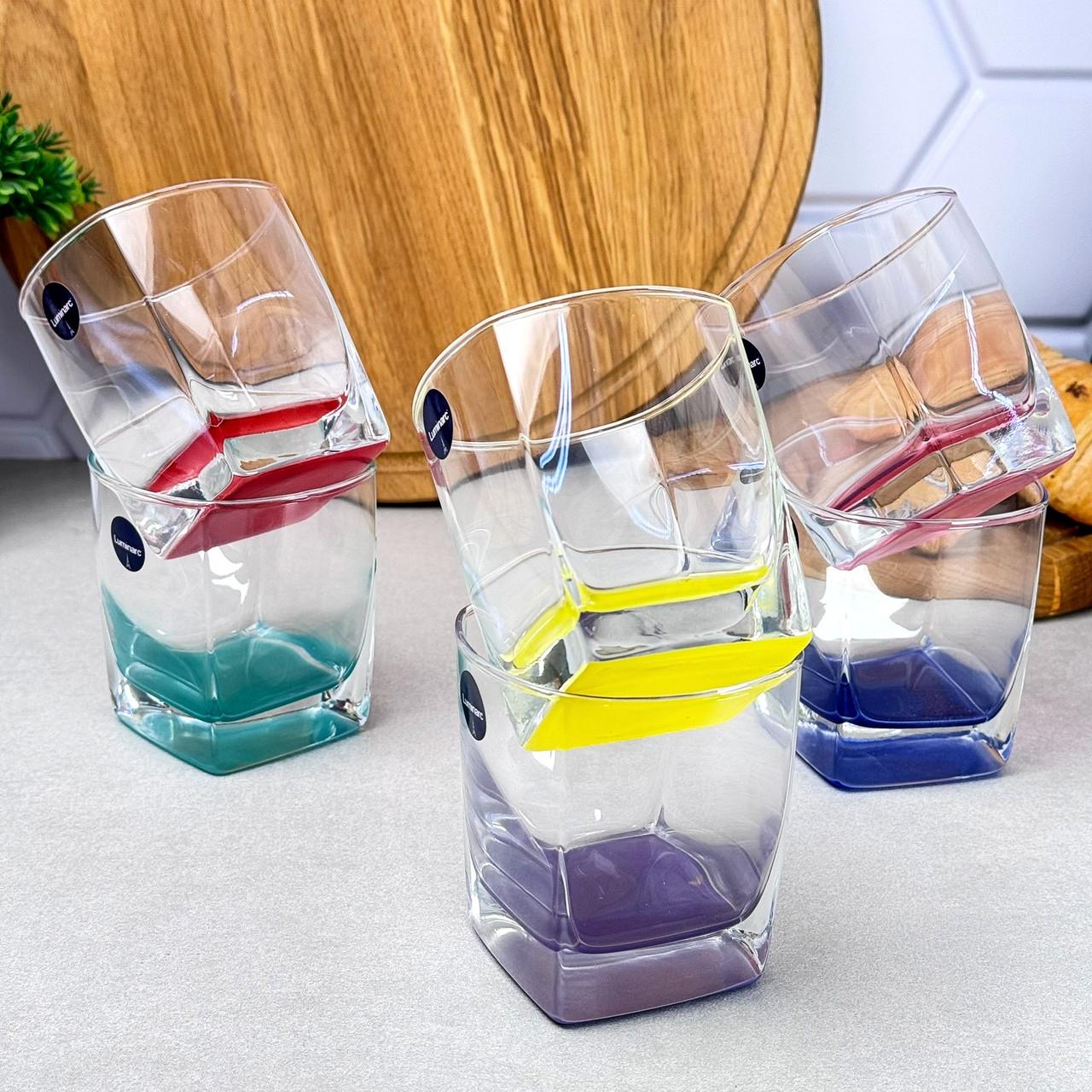 Склянки широкі з кольоровим дном Luminarc Rainbow Sterling 300 мл 6 шт.