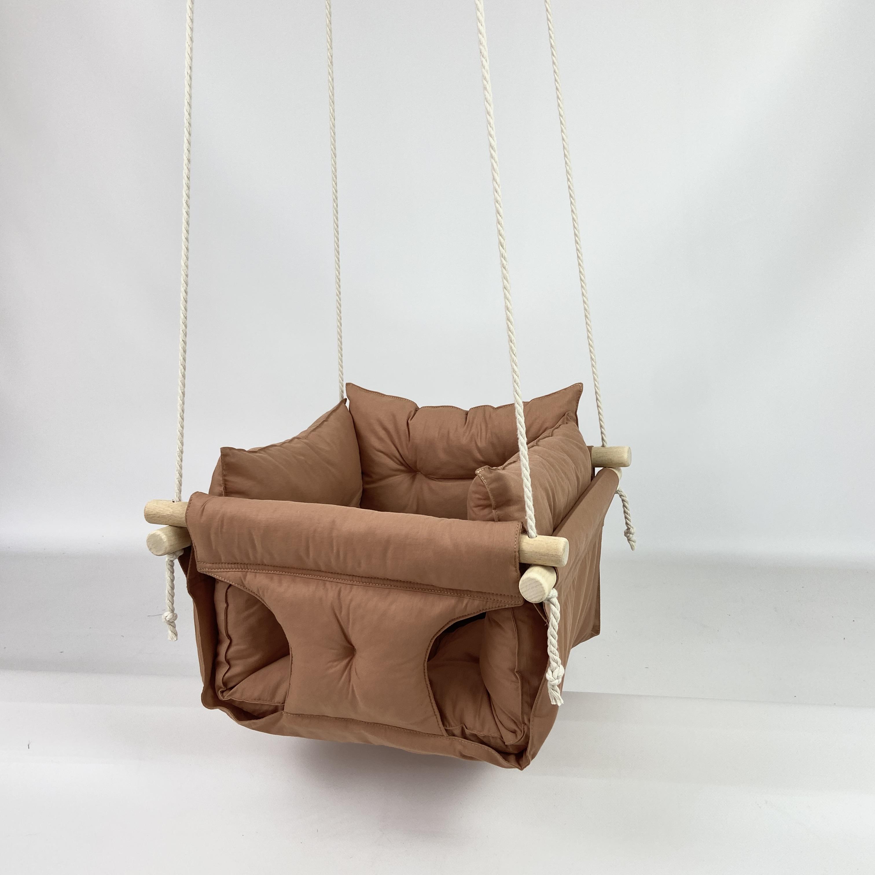 Детские качели подвесные хлопковые Премиум+ Светло-коричневый (gs-8863)