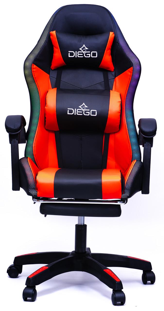 Кресло геймерское Diego с подставкою для ног и подсветкою Черно-красный - фото 6 Кресло геймерское Diego с подставкою для ног и подсветкою Черно-красный - фото 6