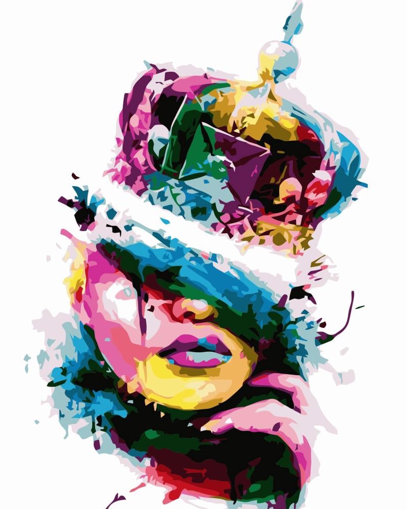 Картина за номерами Strateg Преміум Різнокольорова королева з лаком 40х50 см (VA-3418)