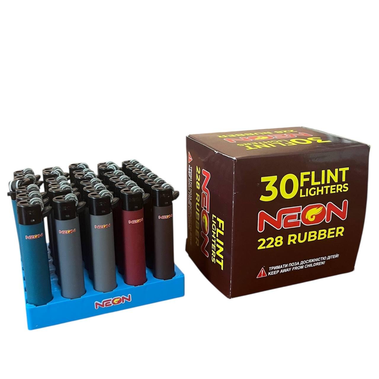 Запальничка багаторазова NEON-228 Rubber кремнієва 30 шт. (00000006676)