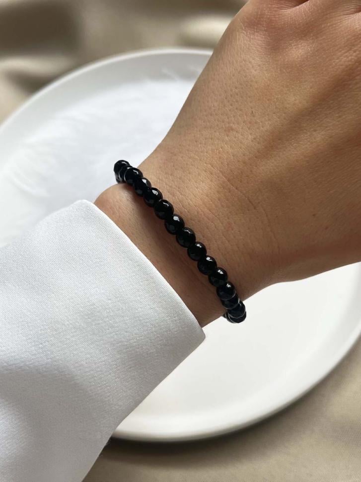 Браслет женский агат Черный (4605)