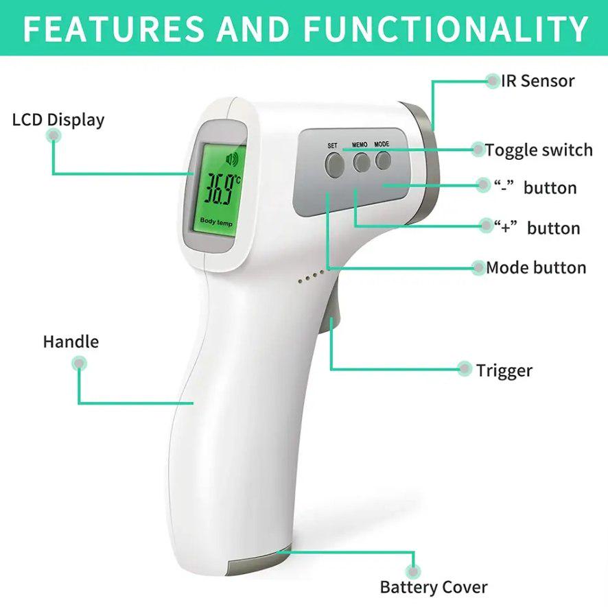 Термометр бесконтактный Non-contact 5.0 2в1 (111246) - фото 4