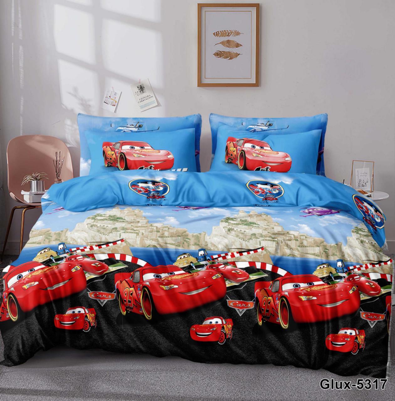 Комплект постельного белья полуторный Gold Lux McQueen D Тачки Маквин бязь/коттон Синий (28810647) Комплект постельного белья полуторный Gold Lux McQueen D Тачки Маквин бязь/коттон Синий (28810647)
