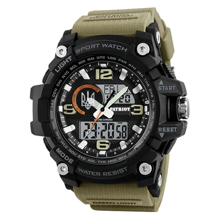 Наручные часы Patriot 012BKKHUASI Тризуб серебро с коробкой Черный/Хаки