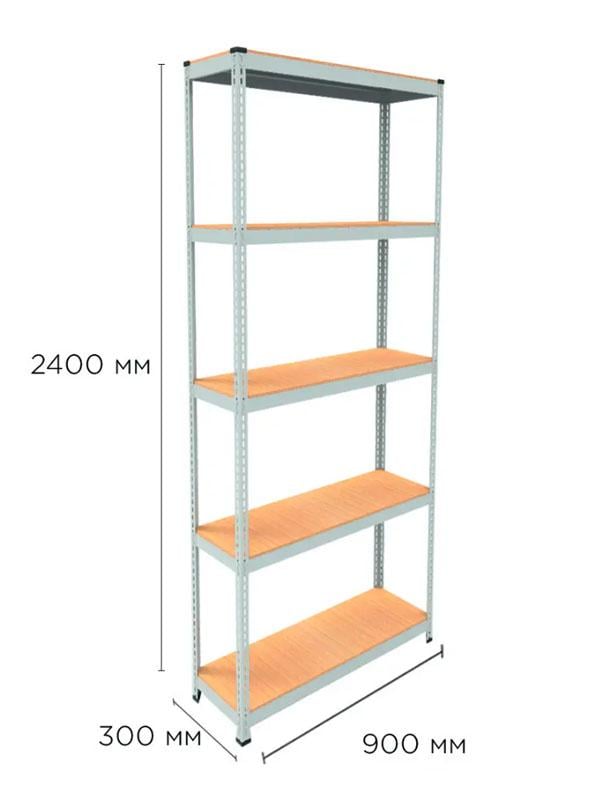 Стелаж металевий MRL-2400 поличний 900x300 мм з 5 полицями з навантаженням 500 кг Білий - фото 2