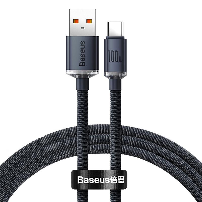 Кабель Baseus Crystal Shine USB 2,0 to Type-C 100W 1,2 м Чорний (CAJY000401)