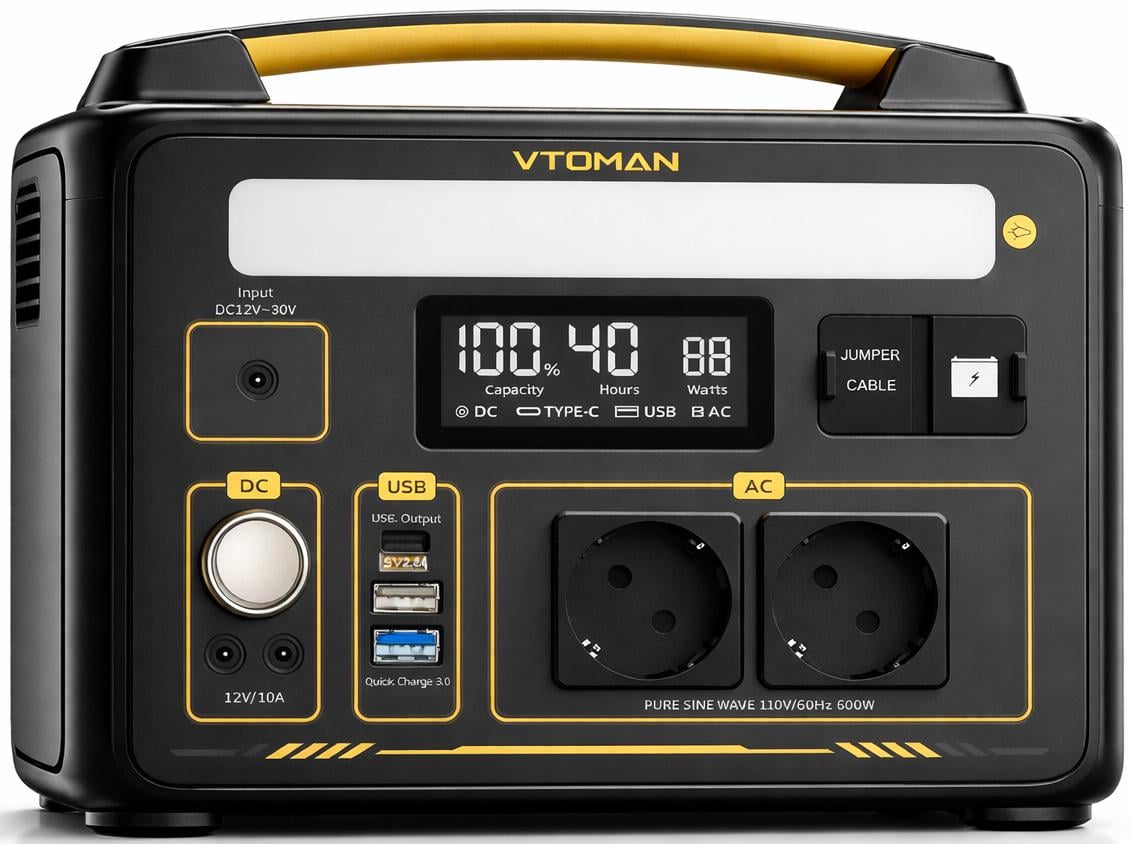 Зарядная станция VTOMAN Jump LiFePO4 600-1200W Professional с розетками 220V