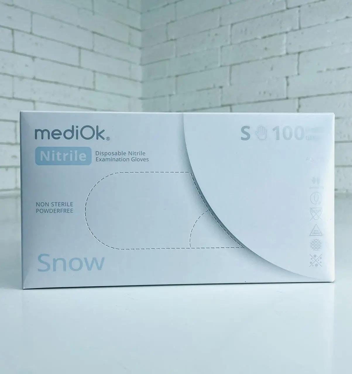 Перчатки нитриловые MediOk Snow S 3,5 г 100 шт. Белый (26862235)