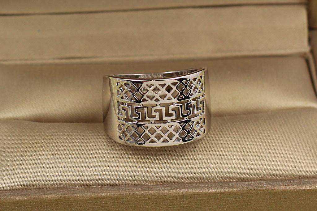 Кольцо Xuping Jewelry широкая сеточка с греческим орнаментом р. 17 Серебристый (29877088)