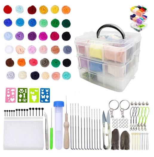 Набір вовни для валяння 36 кольорів по 3 г з інструментами/коробкою для зберігання (2289)