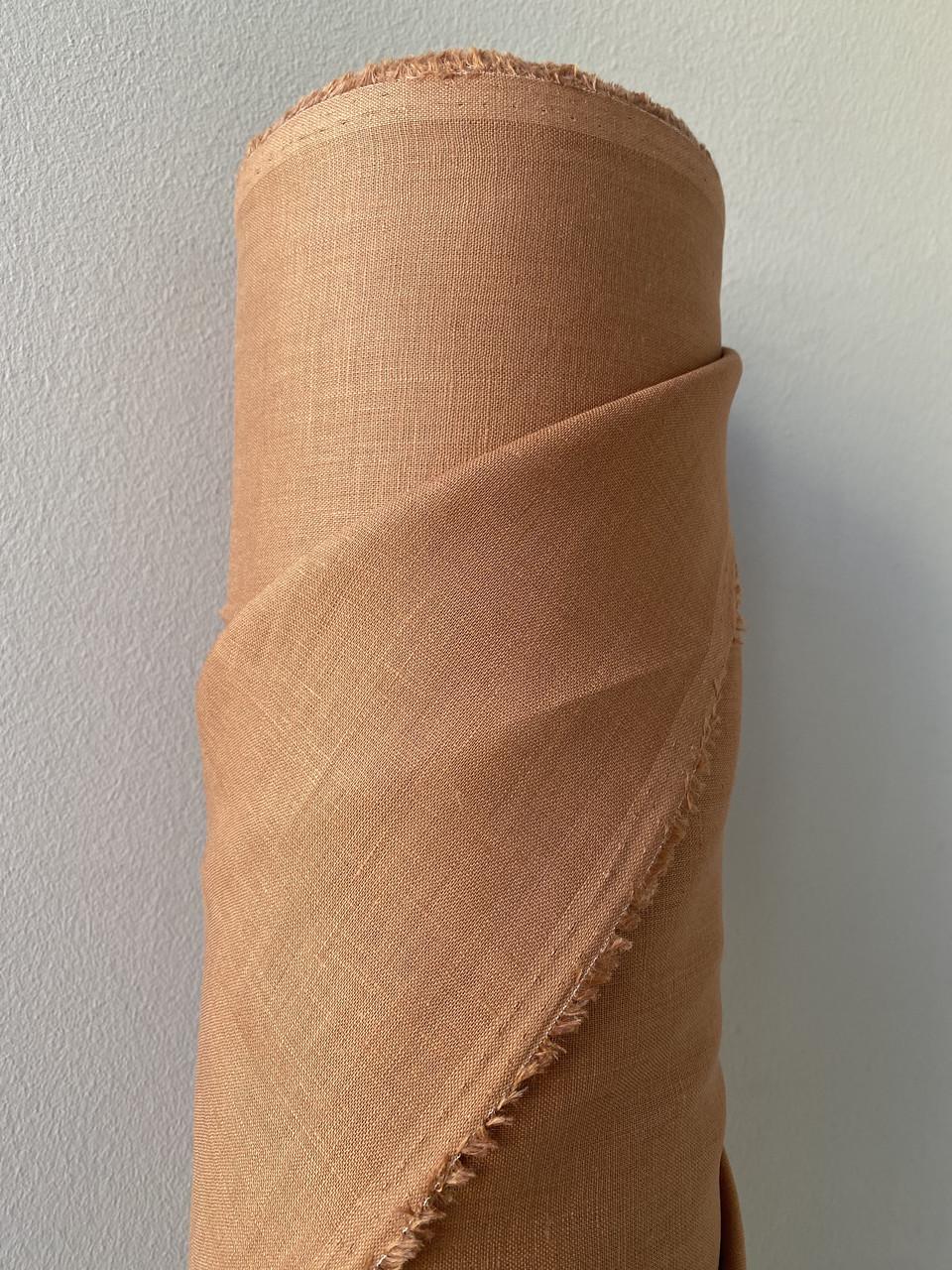 Ткань рубашечно-платьевая LINEN PLUS 100% лен натуральная 143 см 563/1224 Коричневый - фото 3
