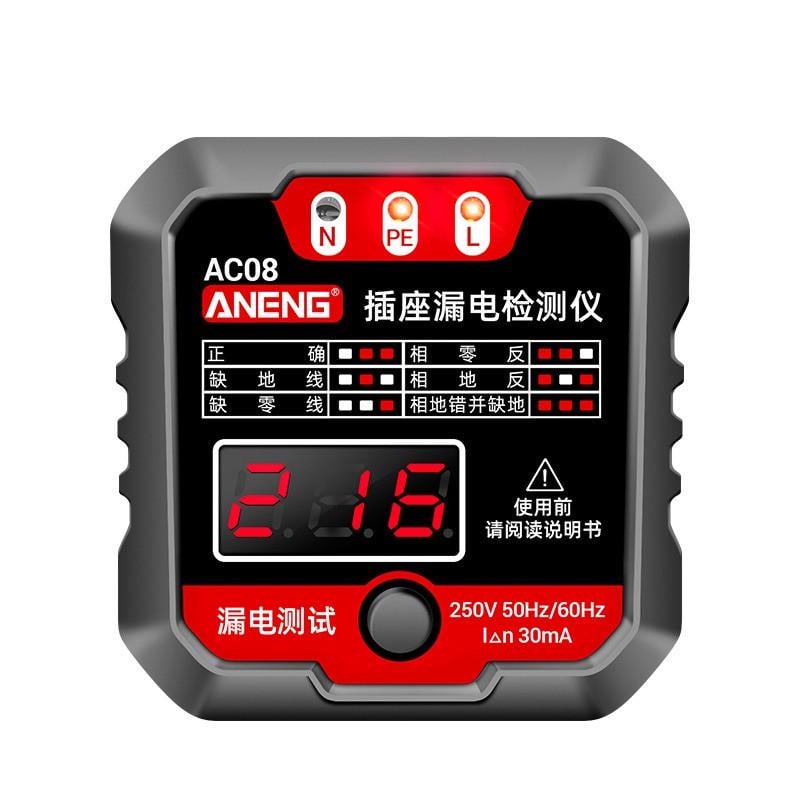 Тестер розеток ANENG AC028 з функцією перевірки ПЗВ і вольтметром