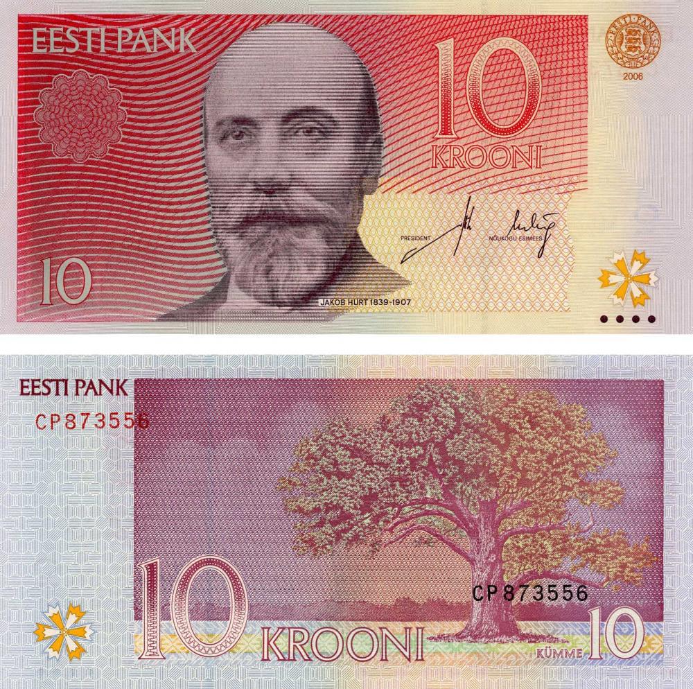 Коллекционная банкнота Эстония 10 крон 2006 UNC P86 (Б13853)