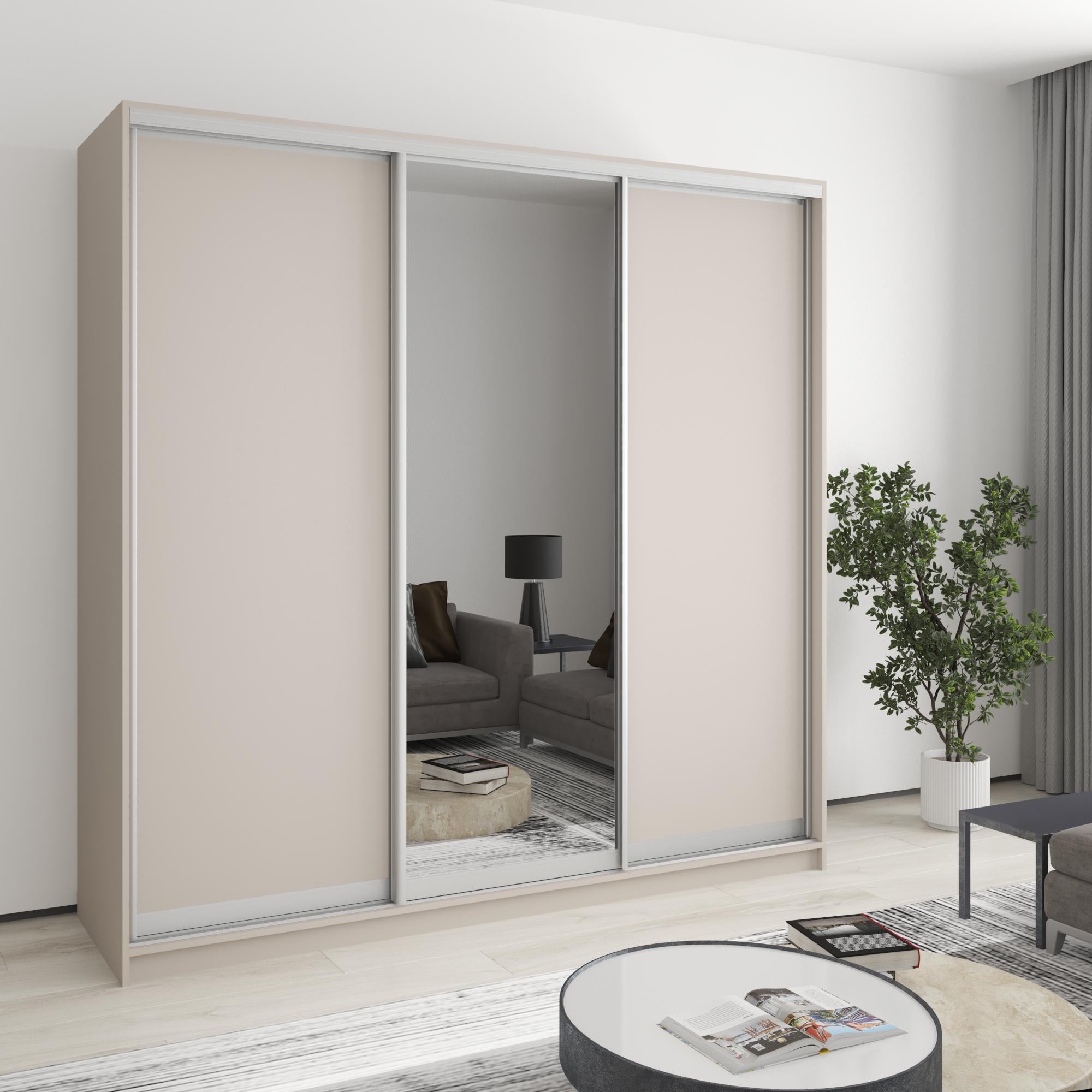 Шкаф-купе трехдверный MebelStar Комбо AL 2 ДСП/зеркало 210x45x240 см Кашемир (MBS-1692) Шкаф-купе трехдверный MebelStar Комбо AL 2 ДСП/зеркало 210x45x240 см Кашемир (MBS-1692)