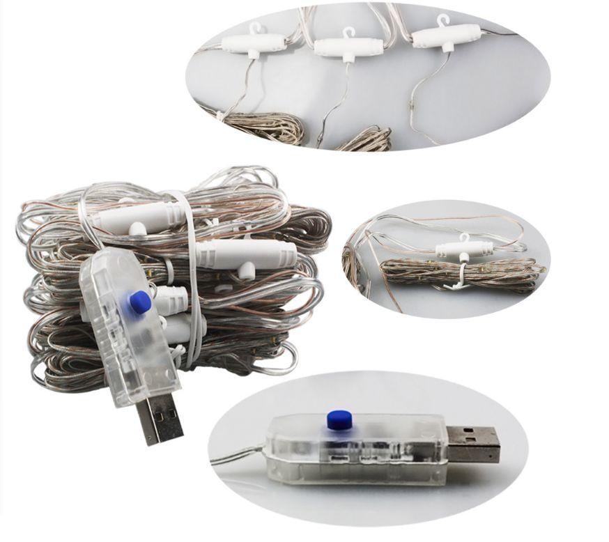 Світлодіодна гірлянда штора завіса Роса 3x3 м 300 LED USB W Білий - фото 4 Світлодіодна гірлянда штора завіса Роса 3x3 м 300 LED USB W Білий - фото 4