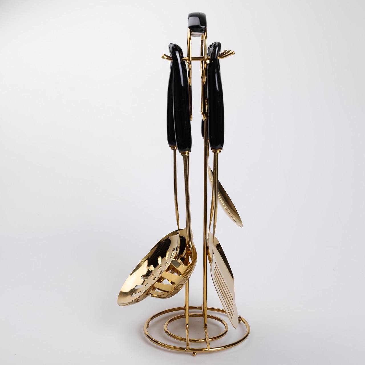 Набір кухонного приладдя на підставці 6 шт. Чорний (HP-20-66) - фото 4