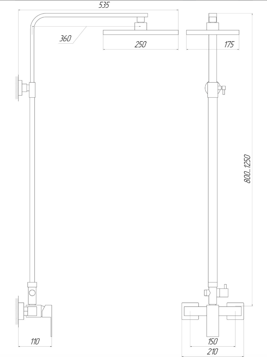 Душова система Globus Lux Sicilia SBQ-SH-125-BB з тропічним душем (34579) - фото 5