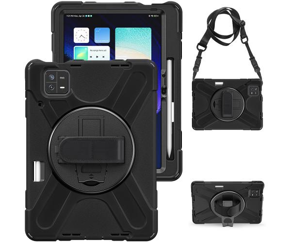 Чехол-накладка противоударный Armor Rotating Bracelet для Xiaomi Pad 6/6 Pro с поворотным кронштейном и ремнем Черный