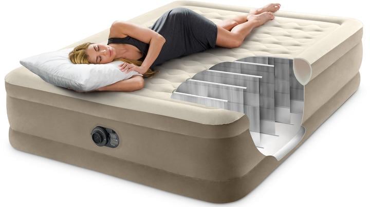 Надувне ліжко-матрац велюр Intex з вбудованим насосом 220-240 В 152х203х46 см (64428) - фото 2 Надувне ліжко-матрац велюр Intex з вбудованим насосом 220-240 В 152х203х46 см (64428) - фото 2