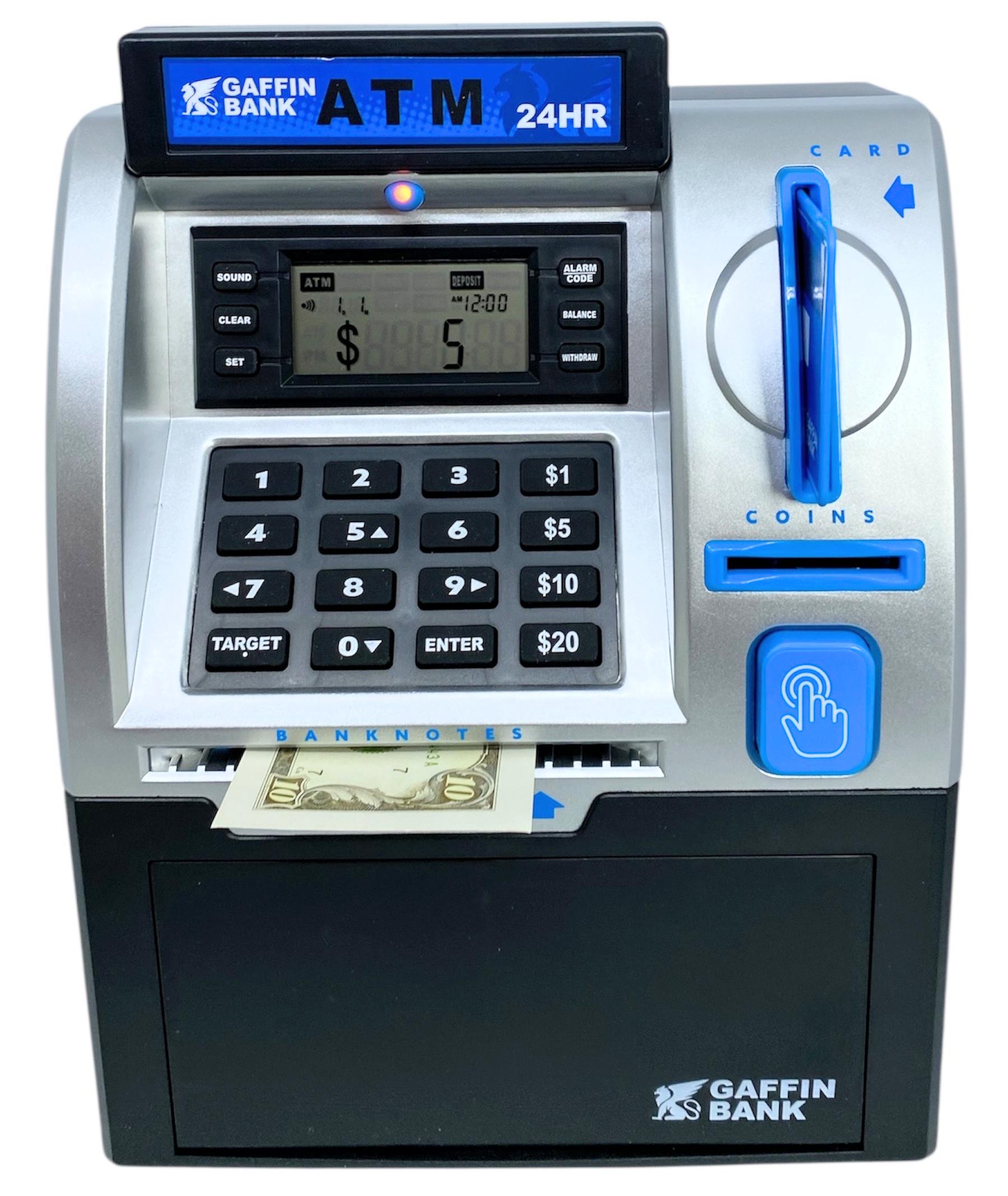 Банкомат копилка АТМ сканер отпечатка пальцев сейф звук кодовый замок часы затягивает купюры