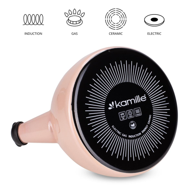 Чайник со свистком Kamille KM-1040В из эмалированной стали 2,5 л Розовый (150-84-1040В) - фото 4