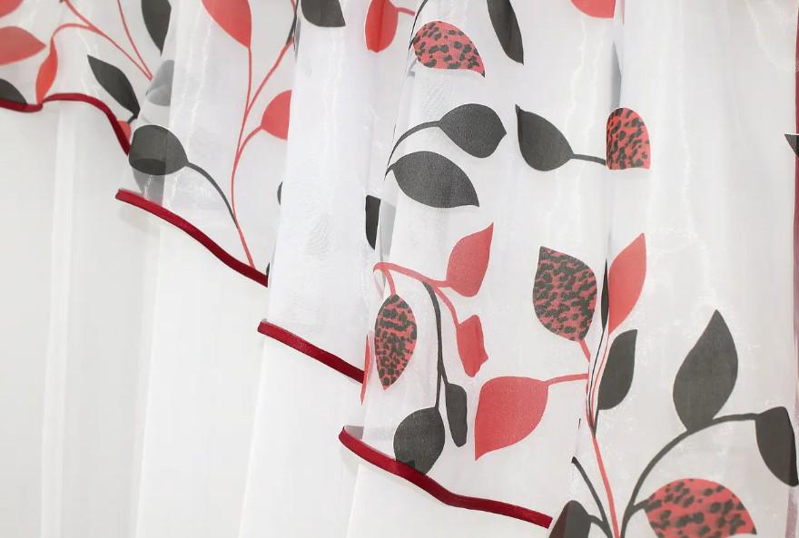 Шторки на кухню шифон 295х170 см Білий/Червоний (00к 59-483) - фото 2