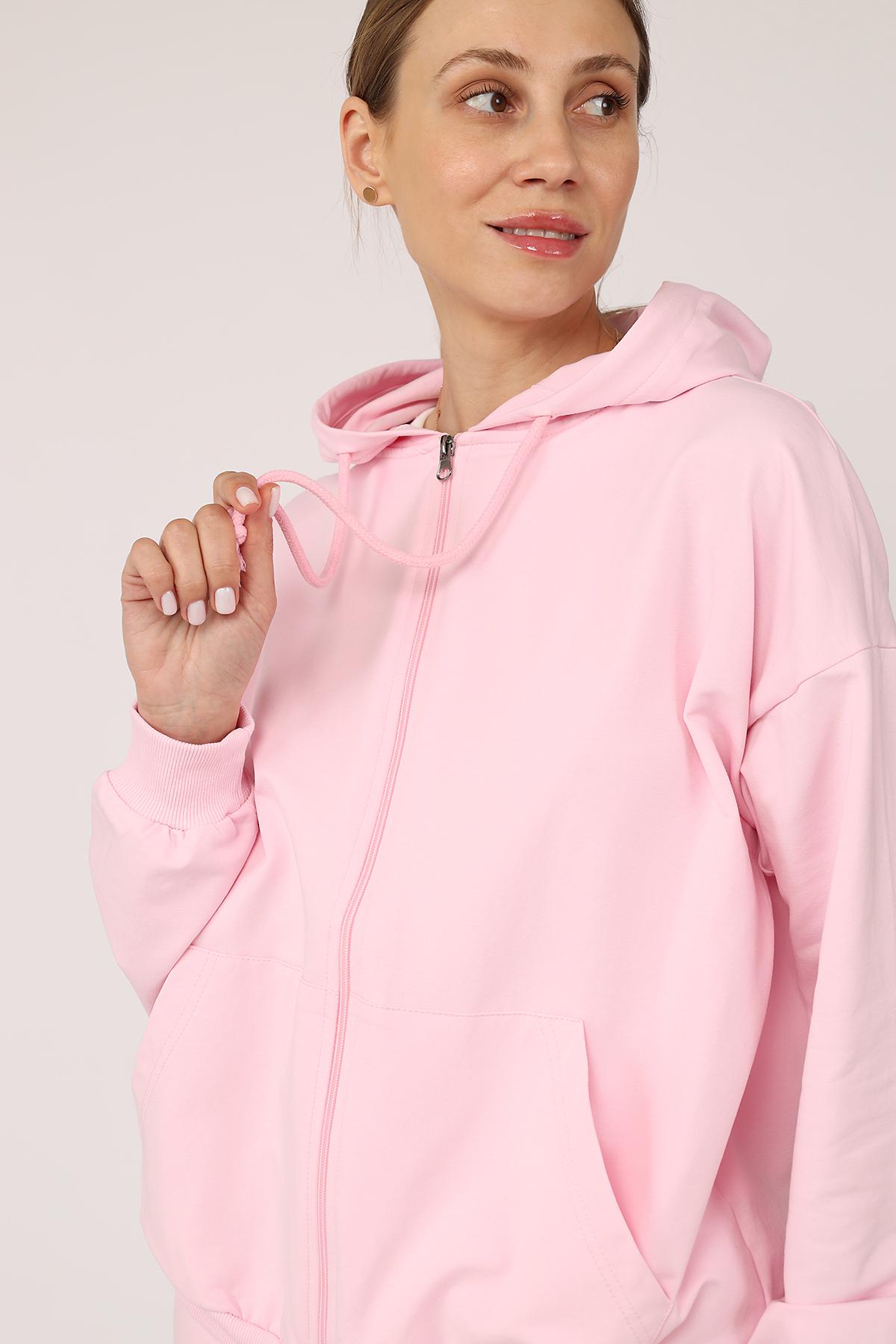 Толстовка жіноча на блискавці ЦБ-00266278 р. 40 Рожевий (SKT001035564) - фото 5