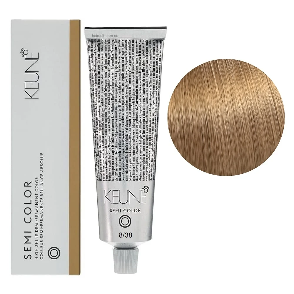 Краска тонирующая безаммиачная для волос Keune Semi Color 8.38 Light Hazelnut Blonde 60 мл