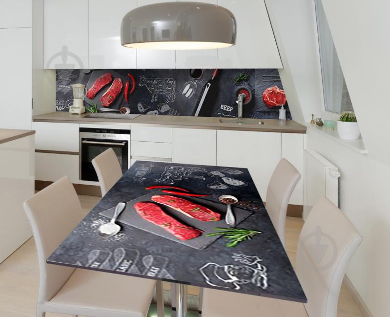 Наклейка 3Д виниловая на стол Zatarga «Мясо и вино» 650х1200 мм (Z183336/1st)