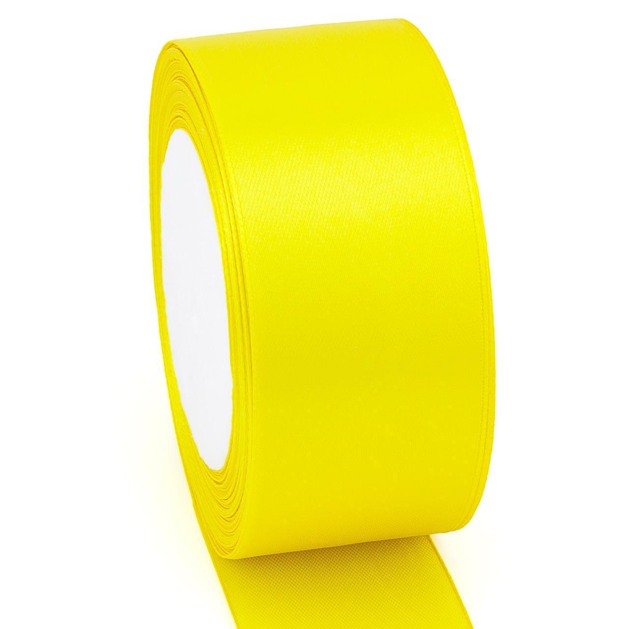 Лента атласная 4 см 1 рулон 23 м Желтый (ЛТ0040а04)
