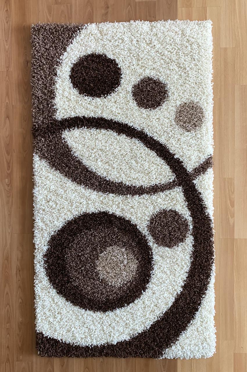 Ковер прямоугольный высоковорсовый Абстракция гипоаллергенный универсальный 80х150 см Кремовый (9197A)