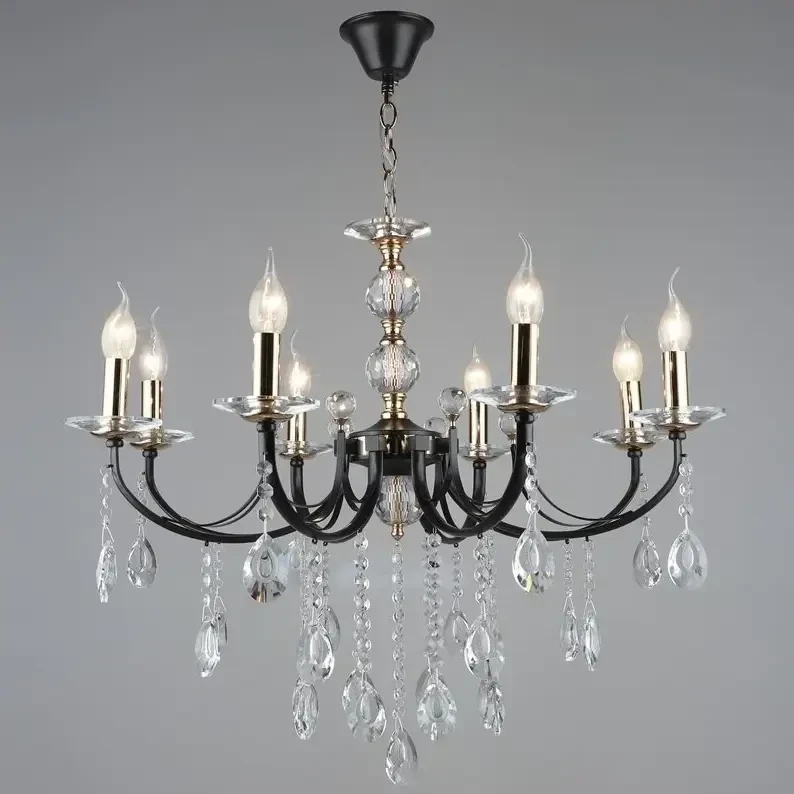 Люстра Sirius с хрустальными подвесами под восемь ламп Е14 Бронзово-черный (B NH4920/8)